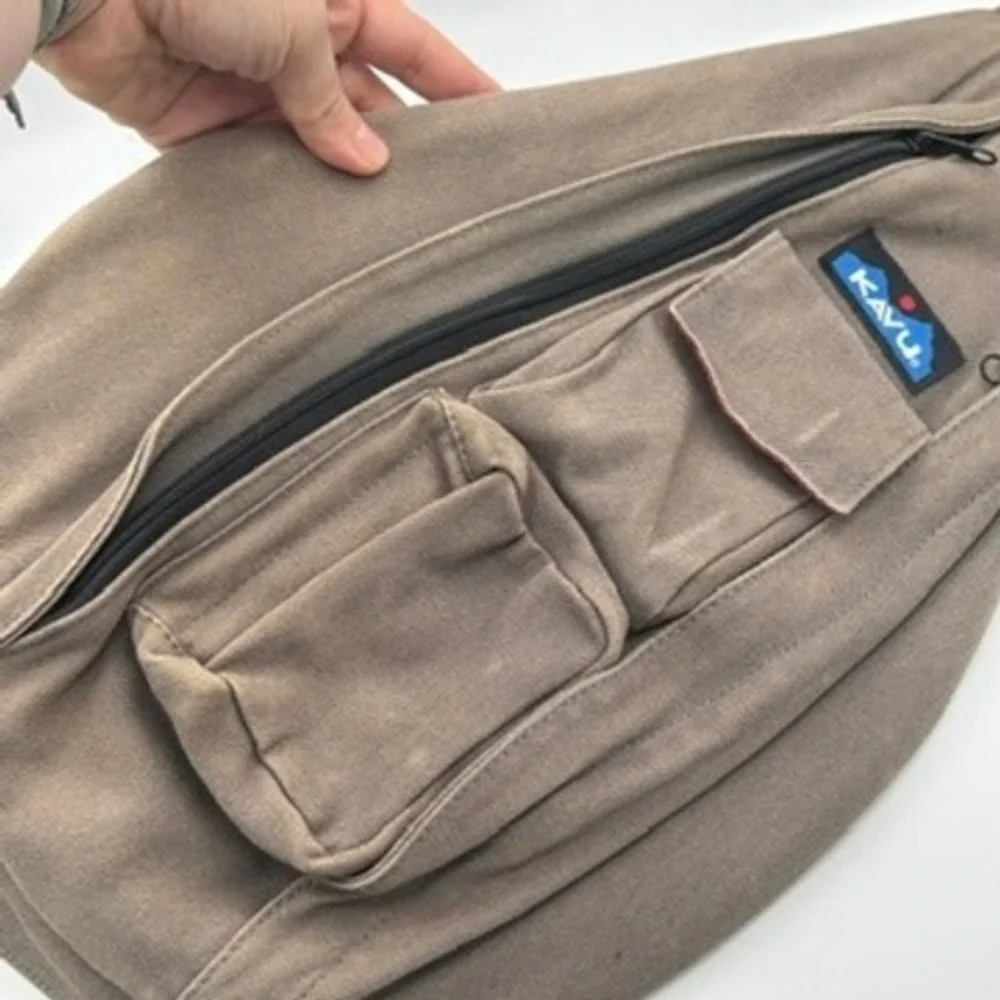 KAVU Rope Bag Brown Canvas Sling Backpack Crossbody Gorpcore Hiking Granola Girl